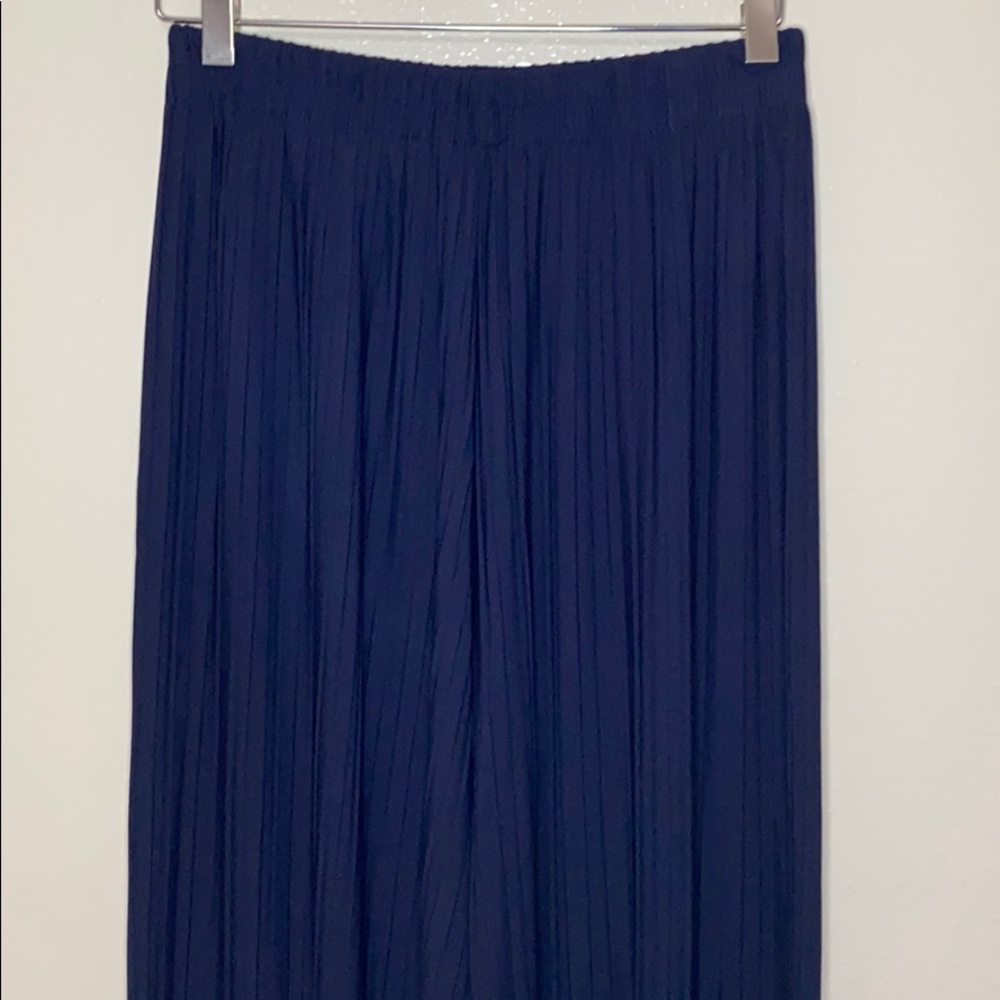 navy blue pleated wide leg pants ONESIZE